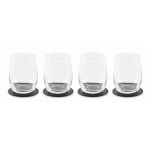 Set de 4 bases para copos e porta-bases de couro sintético a condizer cor preto terceira vista