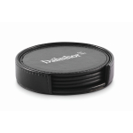 Set de 4 bases para copos e porta-bases de couro sintético a condizer cor preto vista principal