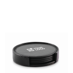 Set de 4 bases para copos e porta-bases de couro sintético a condizer cor preto vista principal