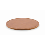 Base para copos redonda de couro sintético para personalizar cor castanho