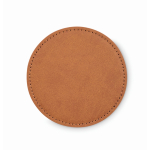 Base para copos redonda de couro sintético para personalizar cor castanho segunda vista