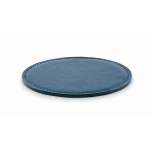 Base para copos redonda de couro sintético para personalizar cor azul-marinho