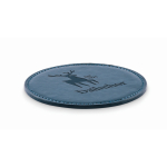 Base para copos redonda de couro sintético para personalizar cor azul-marinho vista principal