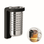 Infusor de chá feito de aço inoxidável com gancho de plástico cor preto