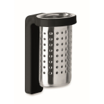 Infusor de chá feito de aço inoxidável com gancho de plástico cor preto sexta vista