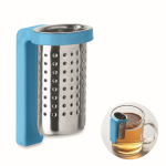 Infusor de chá feito de aço inoxidável com gancho de plástico cor turquesa