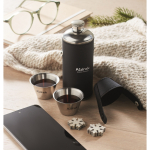 Cantil de aço inoxidável com 2 copitos 230 ml e 20 ml cor preto vista conjunto principal