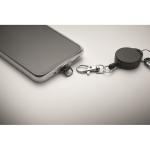 Suporte retráctil para telemóvel ou cartão de identificação cor preto vista fotografia quinta vista