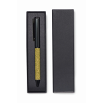 Caneta giratória feita de materiais reciclados, tinta azul cor verde terceira vista