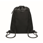 Mochila de cordão de rPET e PU com bolso frontal cor preto