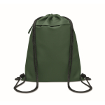Mochila de cordão de rPET e PU com bolso frontal cor verde-escuro