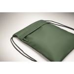 Mochila de cordão de rPET e PU com bolso frontal cor verde-escuro vista fotografia quarta vista