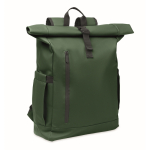 Mochila de fecho roll-top para portátil com manga para trolley 15'' cor verde-escuro