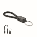 Pulseira trançada com cabo de carga e transferência de dados 60 W cor preto