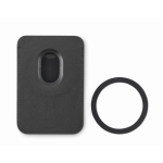 Porta-cartões magnético de pele para telemóvel com função de suporte cor preto segunda vista