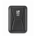 Porta-cartões magnético de pele para telemóvel com função de suporte cor preto vista principal