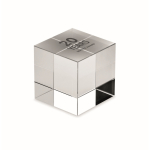Elegante prémio em forma de cubo de vidro para personalizar cor transparente vista principal