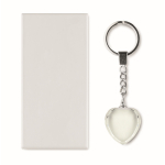 Porta-chaves em forma de coração de vidro para personalizar cor transparente segunda vista