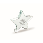 Troféu em forma de estrela de vidro para personalizar cor transparente vista principal
