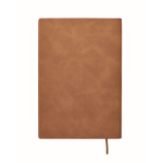 Caderno de capa suave de couro sintético baço, folhas A5 pautadas cor castanho terceira vista
