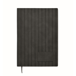 Caderno de capa suave de couro sintético baço, folhas A5 pautadas cor preto