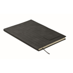 Caderno de capa suave de couro sintético baço, folhas A5 pautadas cor preto segunda vista