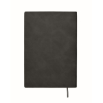 Caderno de capa suave de couro sintético baço, folhas A5 pautadas cor preto terceira vista