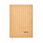 Caderno de capa suave de couro sintético baço, folhas A5 pautadas cor bege vista principal segunda vista