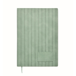 Caderno de capa suave de couro sintético baço, folhas A5 pautadas cor verde menta