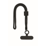 Pulseira de rPET ajustável para o telemóvel com 25 cm de comprimento cor preto