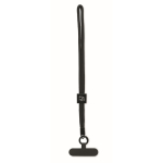 Pulseira de rPET ajustável para o telemóvel com 25 cm de comprimento cor preto vista principal segunda vista