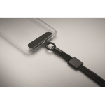 Pulseira de rPET ajustável para o telemóvel com 25 cm de comprimento cor preto vista fotografia sexta vista
