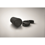 Copo antifugas de viagem com tira de poliéster rPET 300 ml cor preto vista fotografia terceira vista