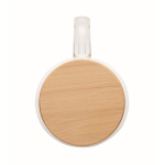 Caneca comprida de vidro, asa transparente e tampa de madeira 450 ml cor transparente quarta vista