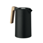 Jarro de aço inoxidável reciclado com asa de madeira 1L cor preto