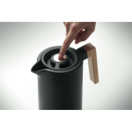 Jarro de aço inoxidável reciclado com asa de madeira 1L cor preto