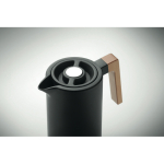Jarro de aço inoxidável reciclado com asa de madeira 1L cor preto
