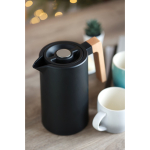 Jarro de aço inoxidável reciclado com asa de madeira 1L cor preto