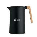 Jarro de aço inoxidável reciclado com asa de madeira 1L cor preto vista principal