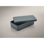 Lancheira de plástico com fita elástica de fecho 750 ml cor preto mate vista fotografia