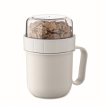 Caneca para levar o pequeno-almoço, 2 compartimentos separados 450 ml cor branco segunda vista