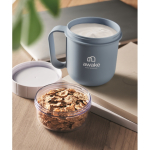 Caneca para levar o pequeno-almoço, 2 compartimentos separados 450 ml cor preto mate segunda vista conjunto 2