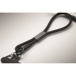 Pulseira de rPET para telemóvel com cabo de carga e dados cor preto vista fotografia quinta vista