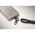 Pulseira de rPET para telemóvel com cabo de carga e dados cor preto vista fotografia sétima vista