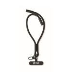 Pulseira de rPET para telemóvel com cabo de carga e dados cor preto vista principal