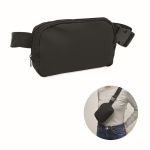 Bolsa de cintura de PU com compartimento principal e bolso traseiro cor preto
