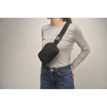 Bolsa de cintura de PU com compartimento principal e bolso traseiro cor preto vista fotografia sétima vista
