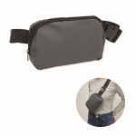 Bolsa de cintura de PU com compartimento principal e bolso traseiro cor cinzento-escuro
