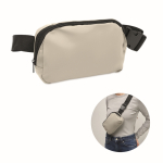 Bolsa de cintura de PU com compartimento principal e bolso traseiro cor marfim