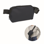 Bolsa de cintura de PU com compartimento principal e bolso traseiro cor azul-marinho